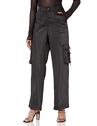 The Drop Women's Jessenia Shine Cargo Pants, Black, XL