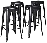 Homall 30' Metal Stools Stackable Backless Black Indoor-Outdoor Counter Height Bar Stools Set of 4