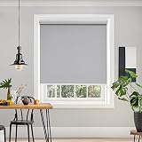 Deconovo プルコード式 ロールスクリーン 幅90cm 丈220cm グレー ロールカーテン 1級遮光 100%遮光 保温 断熱 遮熱 防音 防寒 UVカット