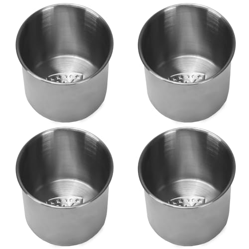 KINDPMA Confezione da 4 Portabicchieri da Incasso in Acciaio Inox 250ML 70x70mm per Barche Marine Auto Divano Barca Camion Tavolo da Poker Camper