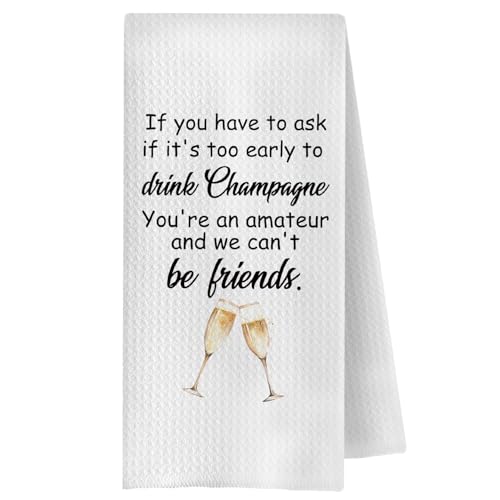 ChenCraty Funny Champagne Kitchen Towels Gifts for Champagne Lovers Friends Dish Tea Bar Towels for Kitchen Bar Cart Decor Sparkling Wine Lover Gifts Decorative Hand Towels 16x24 Inches