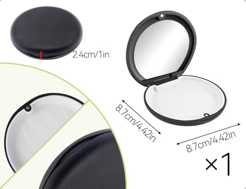OHYANYAO Zahnspangendose,Tragbarer Gebissdose mit Magnetische Schnalle und Spiegel,Zahnprothesen Behälter,für Reisen und Täglichen Gebrauch(Schwarz)
