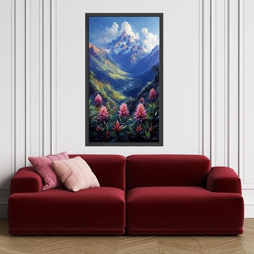 Toile art mural sommet enneigé et prairie impression grand format - 4