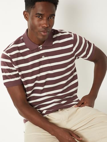 Image of Max Men's Half Sleeves Regular Fit Striped Polo T-Shirt