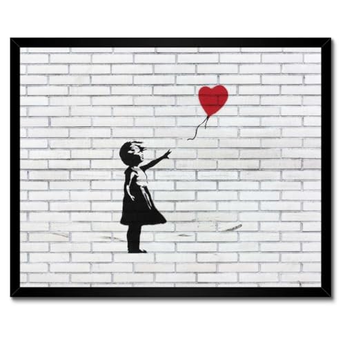 Banksy Balloon Girl poster encadré blanc 50x40cm décoration murale moderne