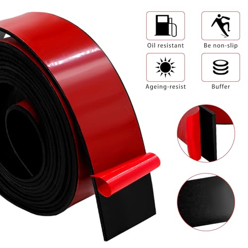 HVIHWI Selbstklebender Gummistreifen, 40mm*2mm*3m Gummimatte aus robustem Neopren, Dichtungsband für Anti-Vibration, Neopren Gummistreifen, Tür, Fenster, Auto und DIY, Schwarz
