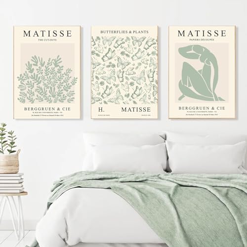 Tableaux Matisse feuilles vertes pour habiller un mur vide de salon moderne 30x40cm