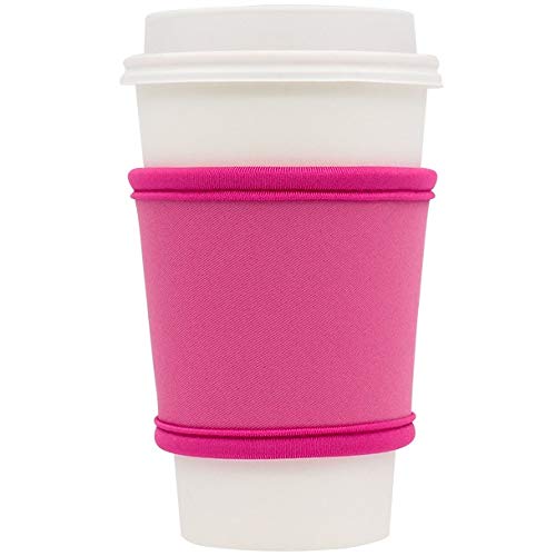 MOXIE Coffee Cup Sleeves – Premium Neoprene Insulated Reusable Coffee & Tea Cup Sleeves – Best for 12oz-24oz Cups at Starbucks, McDonalds, Peets, Caribou Coffee (1 Pack, Pink)