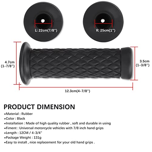 Keepdsgn Universal Motorcycle 7/8" 22Mm Handlebar Grip Anti-Skid Rubber Handle Grips - Black #TOP3