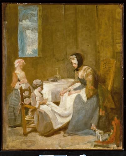 Tableau sur toile haute définition Chardin la Bénédiction affiche d'art premium 60x90