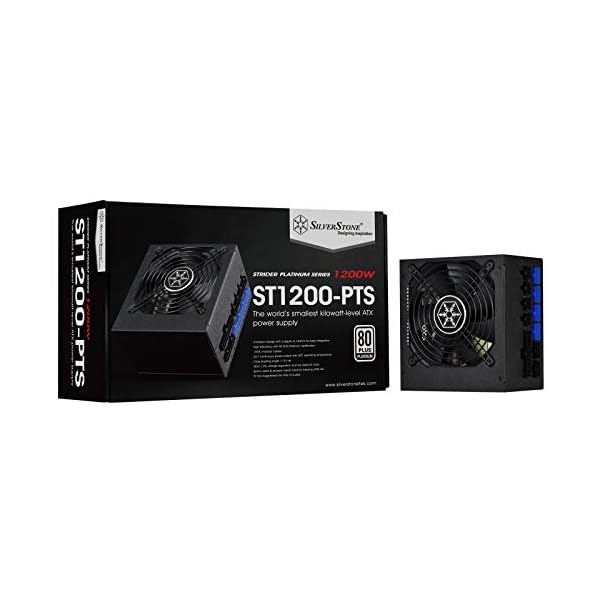 SilverStone SST-ST1200-PTS - Strider Platinum Series, 1200W 80 Plus Platinum, fuente de alimentación ATX PC, ventilador de 120 mm HYB, 140 mm de profundidad, 100% modular