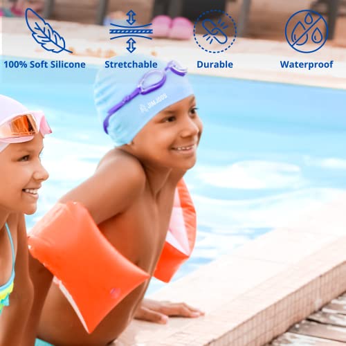JIMJOOS Kids Swimming Cap 3-14 Years, Silicone Swim Cap for Boys & Girls, Anti-Slip, Stretchable, Waterproof Swimming Hat - Image 3