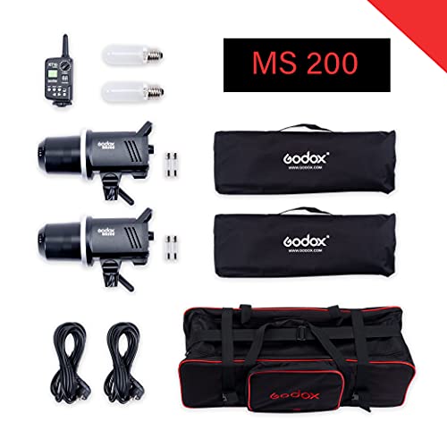 Image of GODOX MS200 Studio Light Kit 200Ws GN53 5600K | Bowens Mount Portable Monolight | Built-in GODOX 2.4G Wireless System | 150W Modeling Lamp | Outstanding Power Output Stability (MS200 Kit)