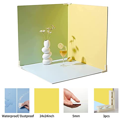 Food Photography Backdrops Board 3Pcs Photo Backdrop Board, Double Side Flat Lay Photography Backdrops, 24X24 Inch Waterproof Background Decorations With 3 Bracket For Photography #TOP4