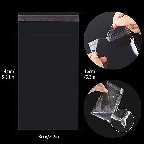 Chudian 400 Pieces Clear Cellophane Bags OPP Plastic Food Grade Bags Self-adhesive Sealing Treat Storage Bags Gift Bags for Candy, Wedding Cookie, Valentine Chocolates, Snacks (3.2 x 5.5 Inches)