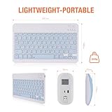 MAYPHY Wireless Mini Keyboard Mouse Combo, Portable Bluetooth Keyboard, 2.4G /BT Dual Mode for iPad, Tablets, Laptops, Silent Keys & Compact Design, UK Layout, Blue - Image 4