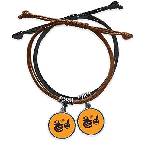 Bracelet double cuir Halloween citrouilles : finis les bijoux ternes pour amoureux
