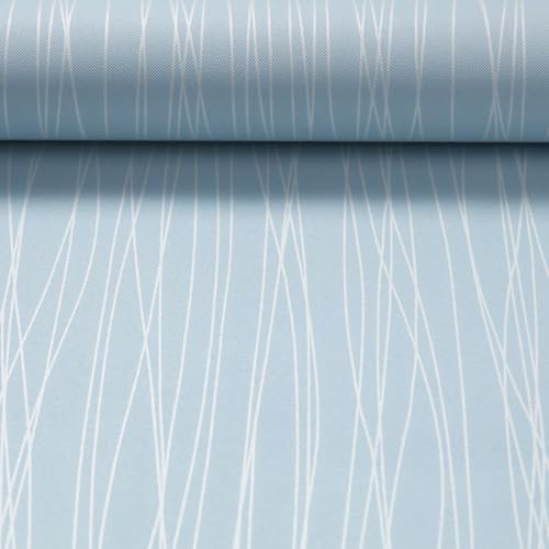 Swehooirt Light Blue Striped Wallpaper Modern Silver Metallic Striped Effect Wallpaper Flocking Textured for Bedroom Living Room TV Backdrop Hallway Lounge Hall