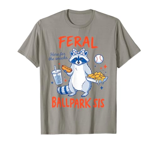 Feral Ballpark Sis Raccoon Baseball Brother Sister Matching T-Shirt