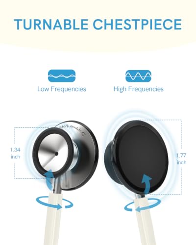 Image of FriCARE Dual Head Stethoscope - Stethoscopes for Nurses, Medical Nursing Students, Paramedics /EMT /LVN /VNA Backup - FSA /HSA Eligible Estetoscopio, White Tube, Stainless Steel Chestpiece