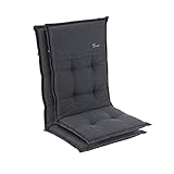 Homeoutfit24 Elbe, Polsterauflage, Made in Europe, Sesselauflage, Gartenstuhl-Auflage, Hochlehner, Polyester, Oeko-TEX® Standard 100, UV-beständig, Halteband & Kordeln, 2-Stück, dunkelgrau