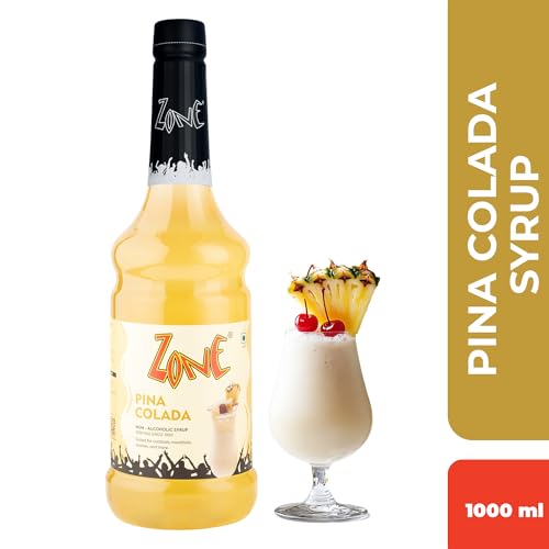 Image of Zone Pina Colada Flavoured syrup 1000ml | Exotic Coconut Pineapple Syrup & Drink Mixer for Cocktails, Mocktails, Smoothies, Milkshakes, Iced Coffees & Tropical Beverages | More Servings, Perfect For Cafe Restaurants & Professional Use |