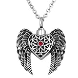 Meticulou kliy Urne Anhänger Titan Stahl Herzförmige Parfüm Flasche Halskette Engelsflügel Gedenk Haustier Eingeäschert Urne Box Anhänger