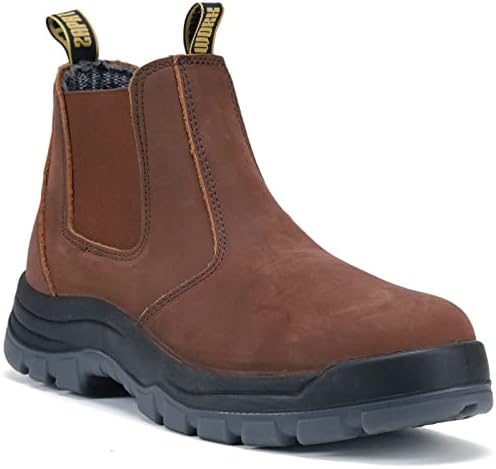 DIIG Work Boots for Men, Soft Toe Waterproof Working Boots, Slip Resistant Anti-Static Slip-on Safety Working Shoes 8 9 10 11 12 13 (CRZ/802EE, 9)