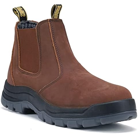 DIIG Work Boots for Men, Soft Toe Waterproof Working Boots, Slip Resistant Anti-Static Slip-on Safety Working Shoes 8 9 10 11 12 13 (CRZ/802EE, 12) Cover