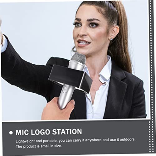 VICASKY 4 Pcs Logotipo Do Microfone Cubo De Bandeira De Microfone Acessórios Para Microfone Logotipo