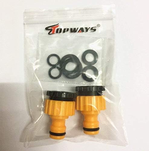 TOPWAYS 3/4 inch and 1/2 inch BSP 2in1 Plastic Outdoor Graden Hose Tap Connector Threaded Faucet Adapter 2 pack