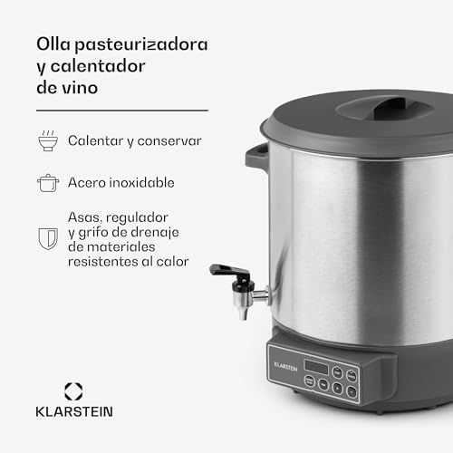Miniatura 3 de Klarstein Lady Marmalade - Olla Para Hacer Mermeladas, Caldera De Cocción, Termo Para Bebidas, 27 Litros, 1800 W, 30-100 C, Programable, Conserva El Calor, No Quema, Acero Inoxidable