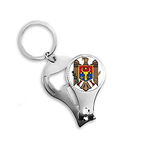 Moldova Europe National Emblem Nail Nipper Ring Key Chain Bottle Opener Clipper