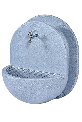 Preisvergleich Produktbild Gartenspüle Mars ROTO Gartenspüle, Gartenwaschbecken, Wandbrunnen, Wandbecken Mars, Mittelgrau, 700 × 520 × 900 mm