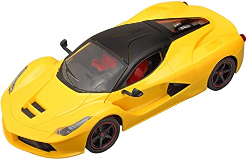 Image of Big Size Ferrari Rechargeable Yellow Racing Car with Remote Control Sports Openable Doors High Performance with Led Lights Kids Super Sports Car for Kids Speed Toy (Multicolor)