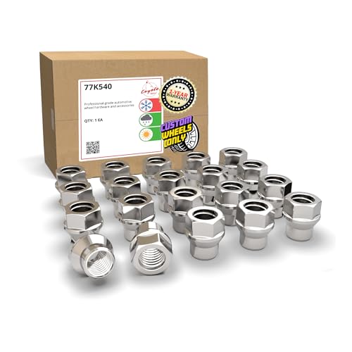 Image of Wheel Accessories Parts 20 Pcs 7 /16 inch-20 Thread ET Bulge Acorn (Extra Thread) 1.00 inch Long Lug Nuts Bright Zinc 3 /4 inch 19mm Hex Fits Many Classic Chevrolet, Buick, Pontiac Vehicles
