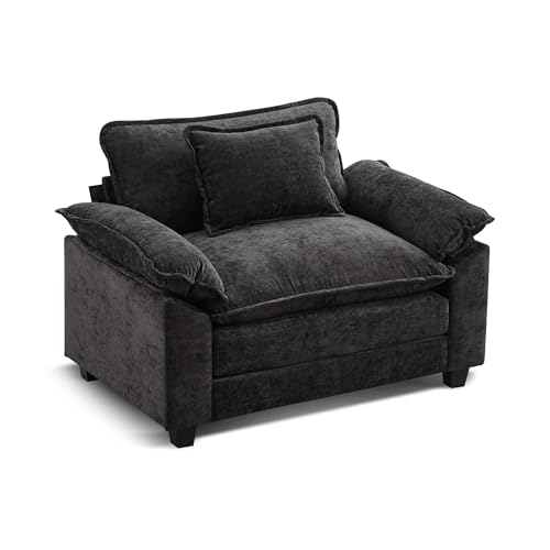 Sillón Plegable Chenille Negro miniatura 1