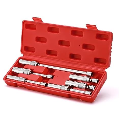 EMENTOL 6PCS 3/8" Drive Magnetic Swivel Spark Plug Socket Set, 12 Point, CR-V, Extension Sockets, Includes 9/16-inch, 5/8-inch, 13/16-inch, 14mm Sockets Cover