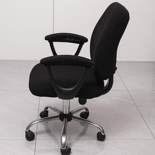 Melaluxe Office Chair Cover with Armrest Covers， Universal Stretch Desk Chair Cover, Computer Chair Slipcovers - Black by Melaluxe - Image 2