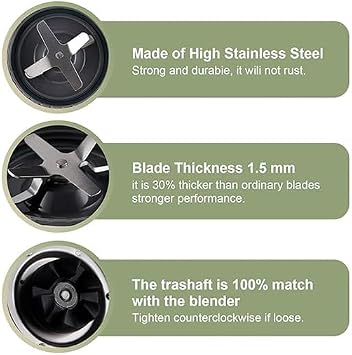 Nutribullet Blade Replacement with Silicone Gaskets, Compatible with 600w & 900w Pro Series Blenders, Nutribullet Replacement Parts (2-Pack Replacement Blades)