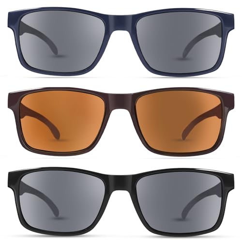 LADEESSE 3 Pack Reading Sunglasses For Men/Women - Fashion UV400 Sunglasses With Readers Built In Sun Outdoor Protection 3.0（No Bifocal）