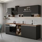 Dmora Cucina Completa Ronnie Nero Antracite Modulabile un Cassetto, 19 Ripiani Made in Italy