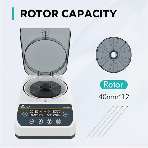 LAB FISH High Speed Centrifuge LCD Glass Tube (40mm,Φ1.5mm)*10 Microcentrifuge 10000 RPM Max.6708 xg RCF Time Settin - Thumbnail 5