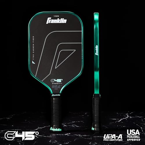 Franklin Sports PRO Pickleball Paddles - C45 Carbon Fiber Series - Official USAP + UPA Approved Pickleball Paddle - Elongated Pro Player Design - Dynasty - 14mm Polymer Core - Mint by Franklin Sports - Image 7