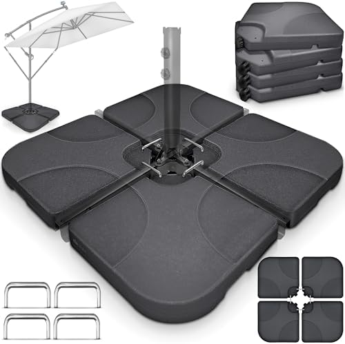 Base De Parasol Lestable En Sable - Jusqu'à 36 Kg (80 Lbs) - En Polyester 600D Imperméable - Ouverture Zippée Avec Pelle Incluse - Diamètre Ajustable Pour Parasol Rond