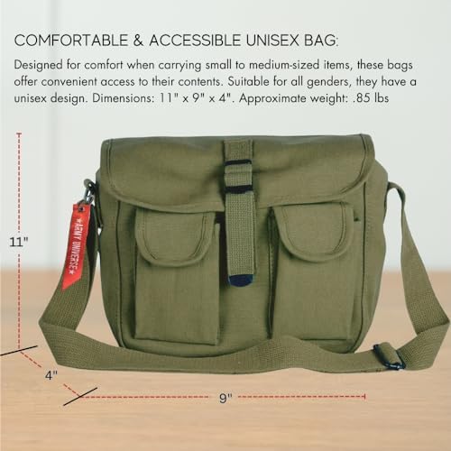 Olive Drab 그린 캔버스 탄약 밀리터리 숄더백 전술 탄약 팩 미니 숄더백 스트랩 포함 — 사진 6