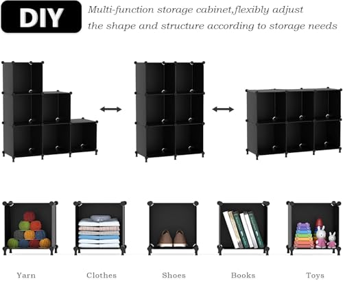 Image of KRISHYAM Collapsible Wardrobe Organizer with Doors & Open Box Storage, DIY Cube Closet Cabinet for Clothes, Toys, Books, Bags & Bedroom Storage