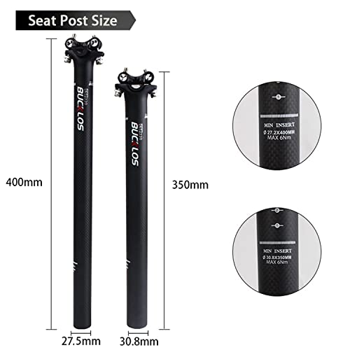 Bucklos Full Carbon Fiber Bike Seatpost 27.2/30.8/31.6 X 350/400 Mm, Adjustable Superlight Bicycle Seat Post Suitable For Bmx Mtb Road And Mountain Bike… #TOP2