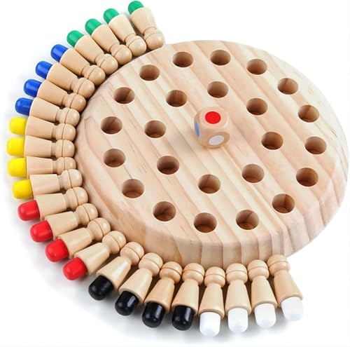 Color Memory Chess juego de mesa de madera educativo miniatura 1
