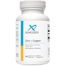 XYMOGEN Zinc + Copper - Essential Trace Mineral Supplement for Immune System & Enzymatic Support - Balanced Zinc & Copper Formula - 60 Capsules